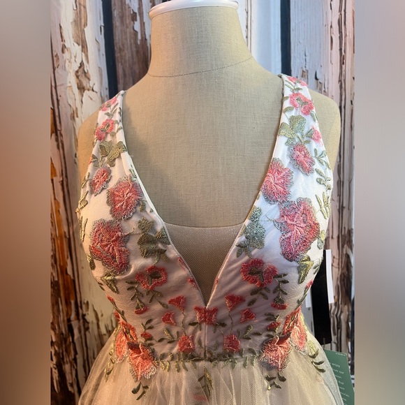 My Michelle White Dress with Floral Details - Picture 2 of 6